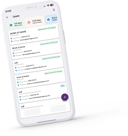 a mobile application interface, likely part of an Enterprise Resource Planning (ERP