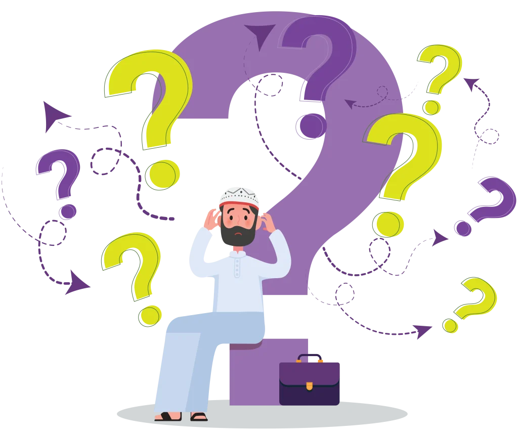 stock illustration of a man experiencing confusion or facing problems