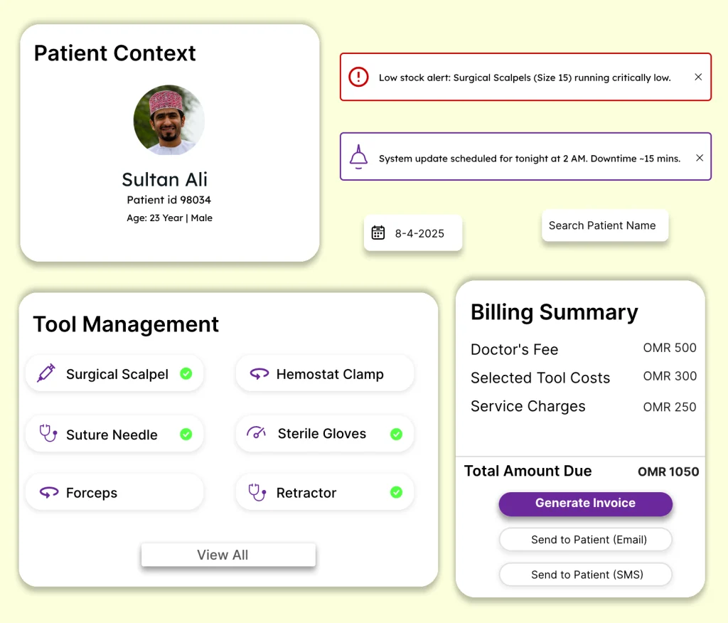 The image displays a screenshot of a medical software interface