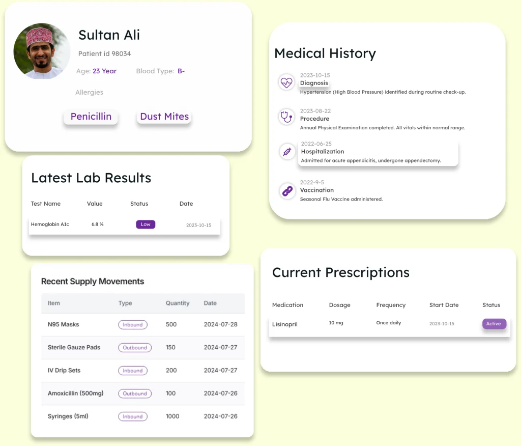a user interface for a digital health management system,
