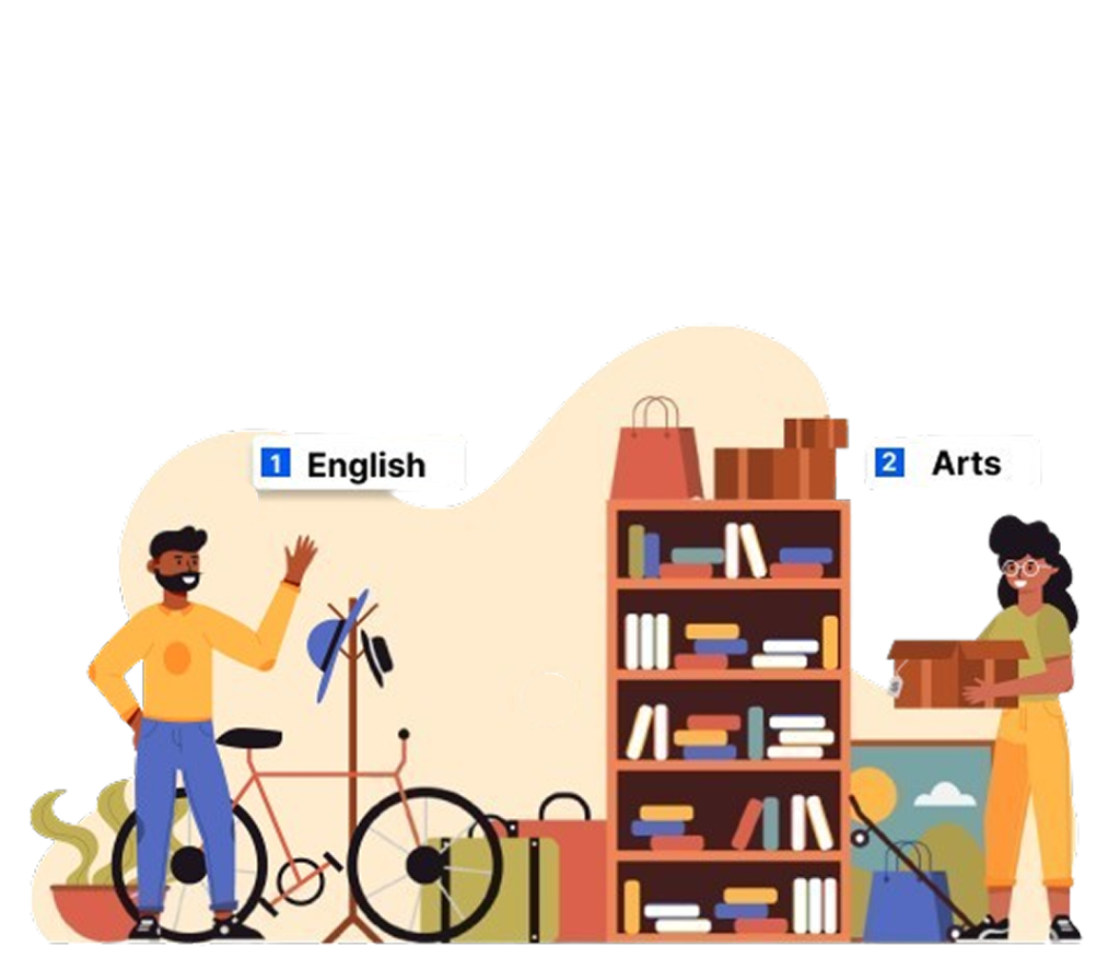 an illustration related to library management or an educational ERP system.