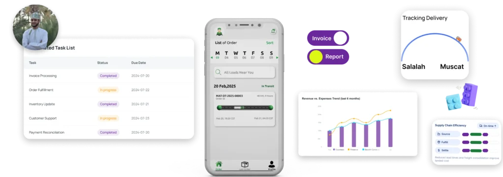 UI/UX design elements for an application,